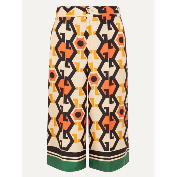 Gucci Printed Silk-Twill Culottes Wide Leg GG 36 - Picture 5 of 16